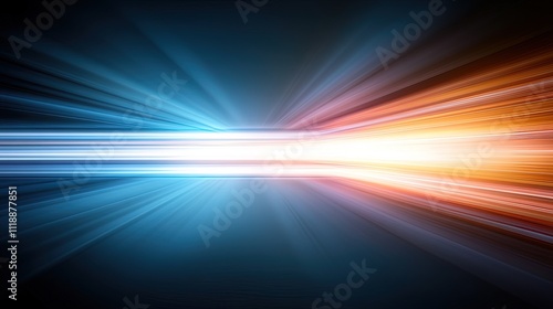 Abstract Blue and Orange Light Speed Lines