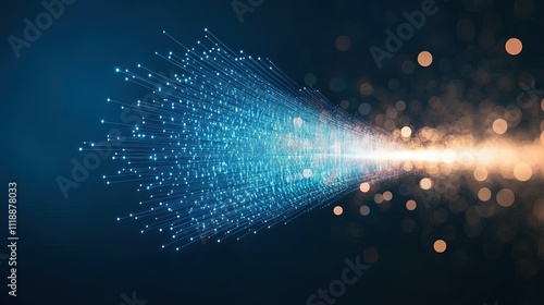 Abstract Digital Data Stream Converging into Light