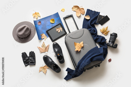 Stylish suitcase with moder...