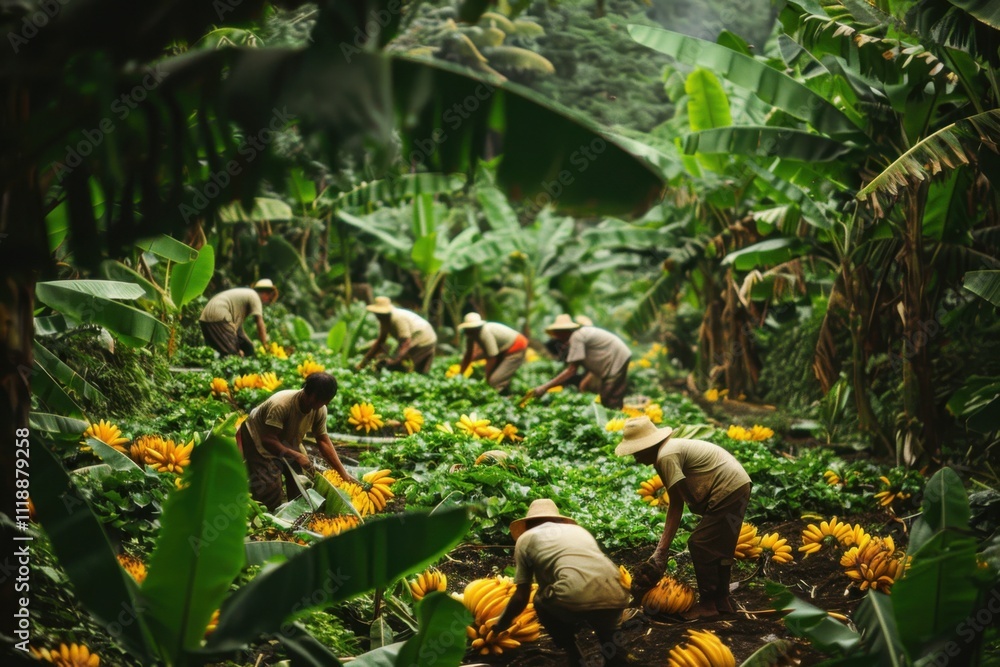 Naklejka premium Banana Harvest on a Plantation