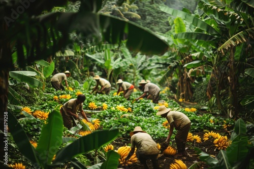 Banana Harvest on a Plantation photo