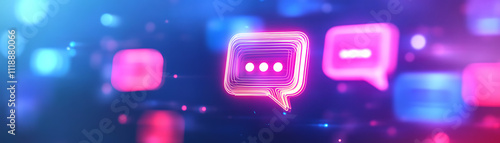 AI Assistant Chat Bubbles in a Vibrant Digital Environment for Engaging Speech Interaction