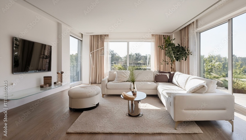 Fototapeta premium Incorporating Personal Photos in White and Neutral Living Room