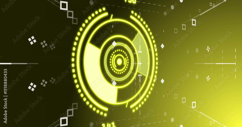 Obraz premium Image of scope and digital data processing over dark background