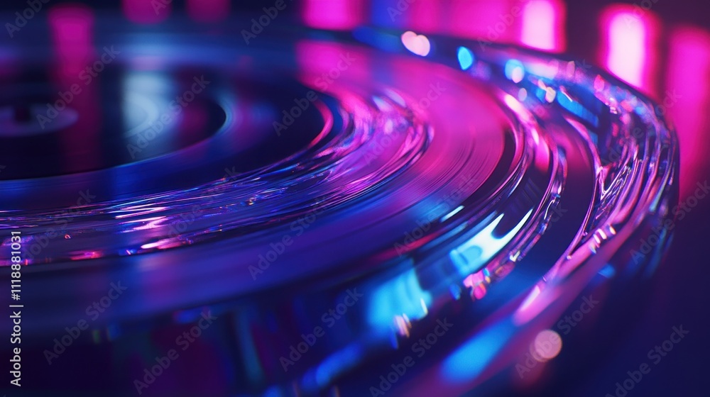 Abstract Neon Disc, Vibrant Pink and Blue Light Abstract Neon Disc, Vibrant Pink and Blue Light