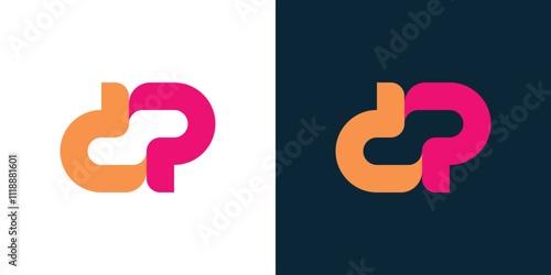 Initial d and p logo icon design template elements, logotype d and p simple