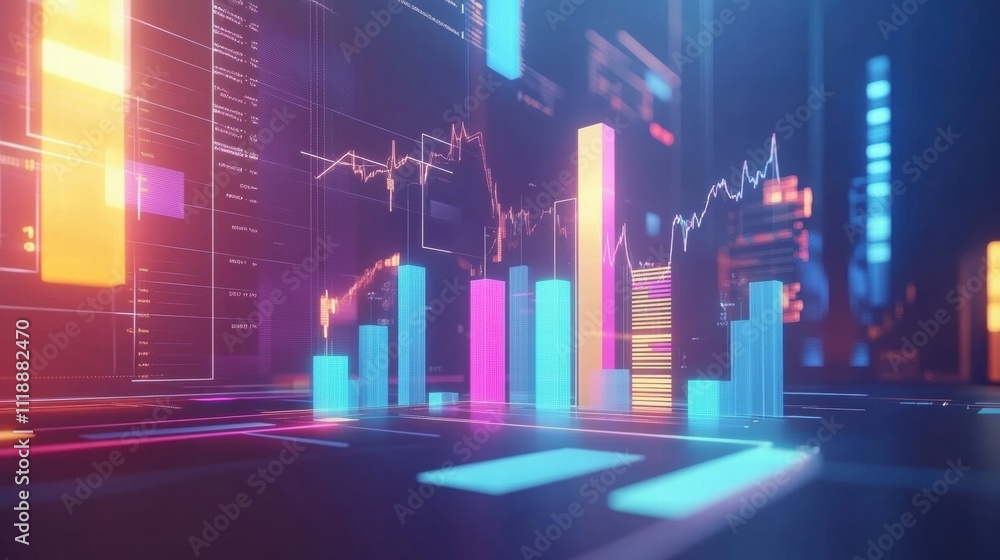 Obraz premium Vibrant Financial Data Visualization