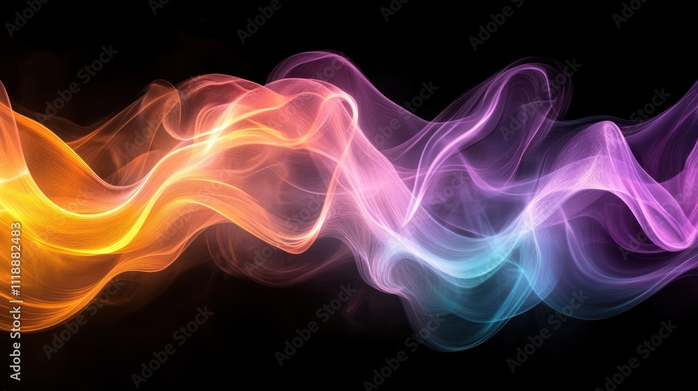 Abstract colorful smoke wave on black background. Abstract colorful smoke wave on black background.