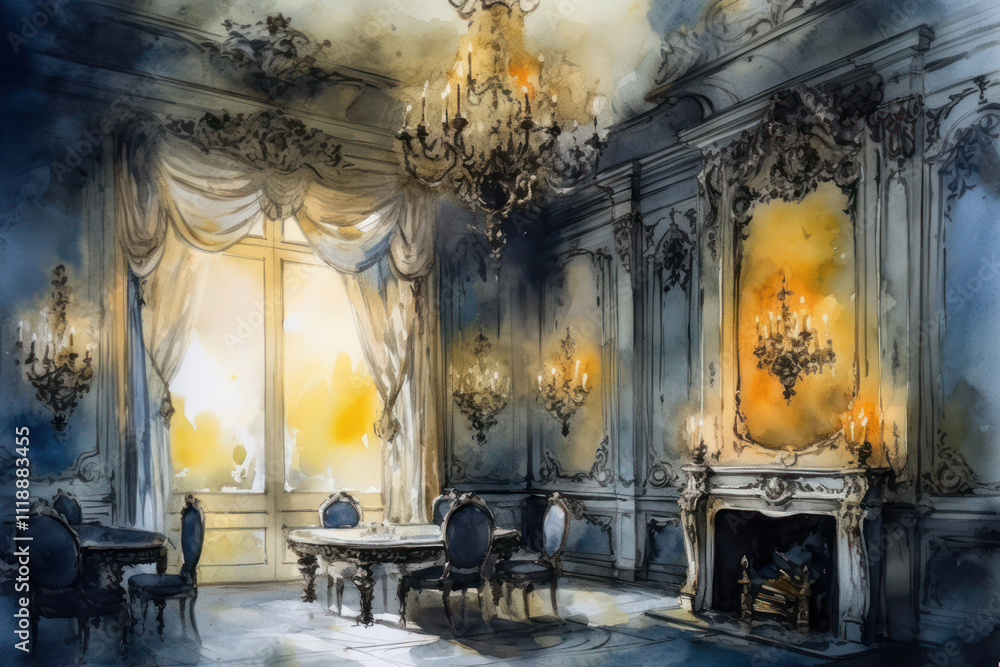 a luxurious room in a classical style, probably a palace or ancient aristocratic drawing room a luxurious room in a classical style, probably a palace or ancient aristocratic drawing room