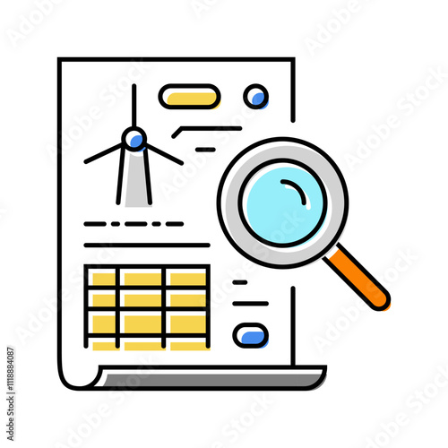 wind energy analysis audit color icon vector. wind energy analysis audit sign. isolated symbol illustration