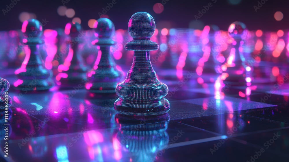 Neon Chess: A Strategic Game in Vibrant Light Neon Chess: A Strategic Game in Vibrant Light