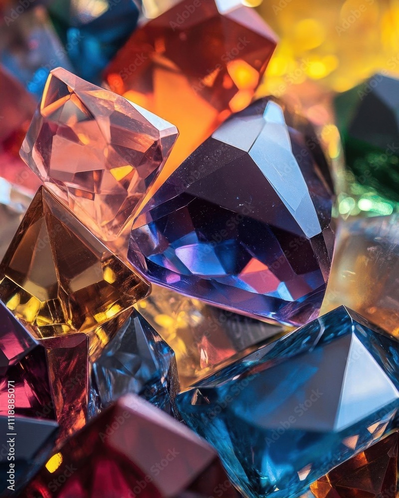 A vibrant collection of colorful, faceted gemstones and crystals. A vibrant collection of colorful, faceted gemstones and crystals.