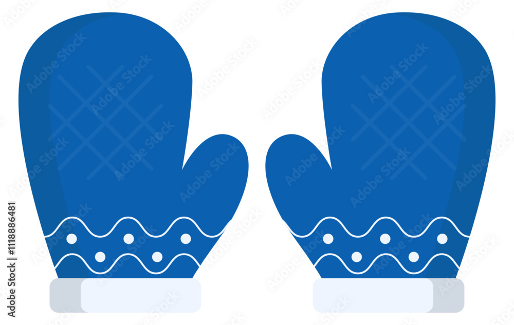 Blue knitted wool mittens flat icon isolated on white background Blue knitted wool mittens flat icon isolated on white background