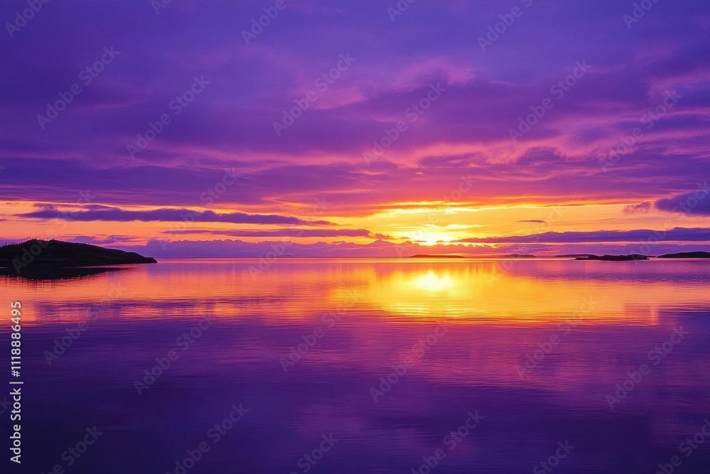 A serene sunset over a calm body of water, reflecting vibrant colors. A serene sunset over a calm body of water, reflecting vibrant colors.