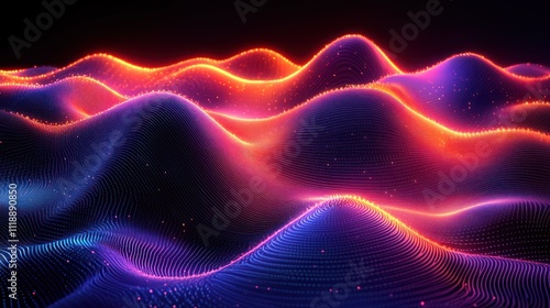 Abstract glowing wave landscape.