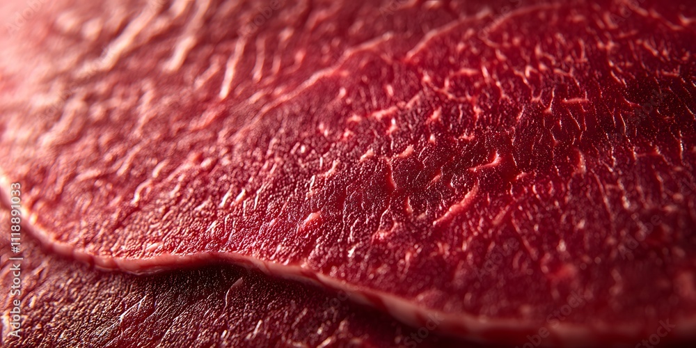 Close-up of raw red meat showcasing texture and marbling. Close-up of raw red meat showcasing texture and marbling.