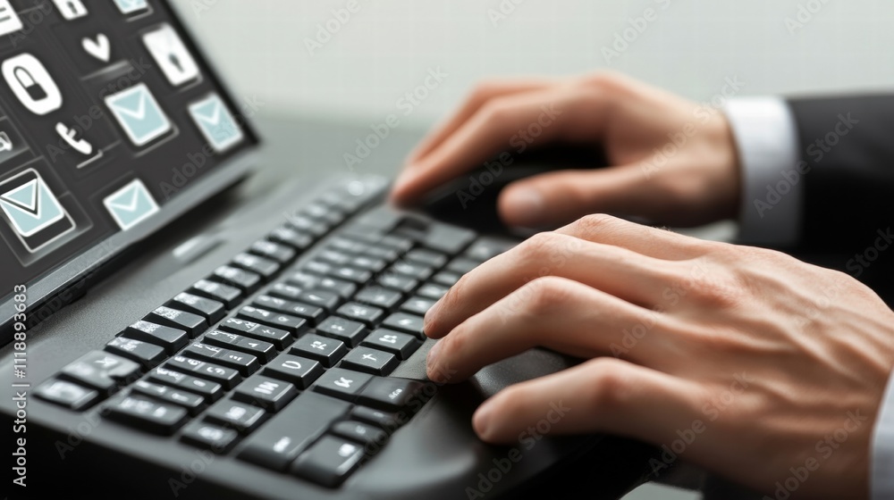 Businessman Typing on Laptop Computer Businessman Typing on Laptop Computer