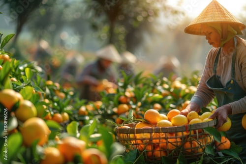 Harvesting Mandarins on a Vibrant Plantation