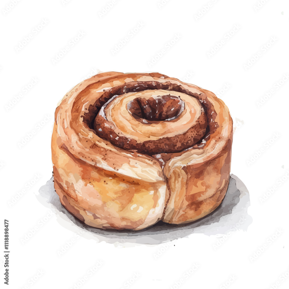 A watercolor drawing of a cinnamon roll, isolated on a white background. Cinnamon roll vector.
A watercolor drawing of a cinnamon roll, isolated on a white background. Cinnamon roll vector.