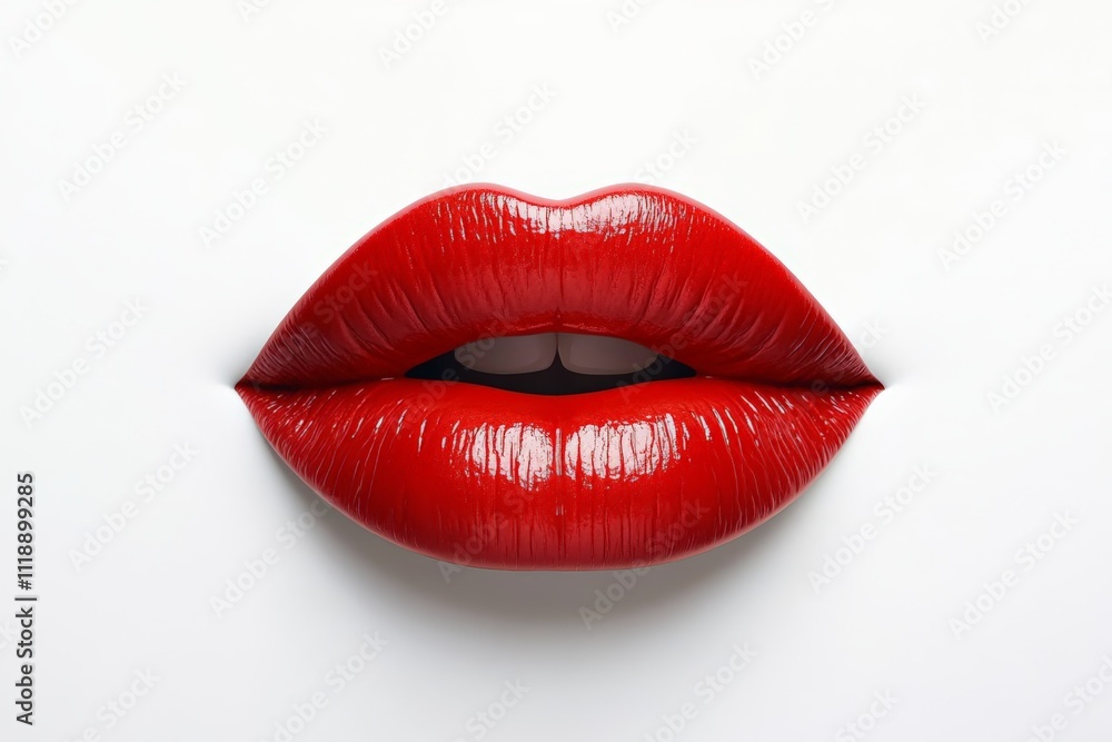 Glossy Red Lips on White Background Beauty and Cosmetics Photography Glossy Red Lips on White Background Beauty and Cosmetics Photography