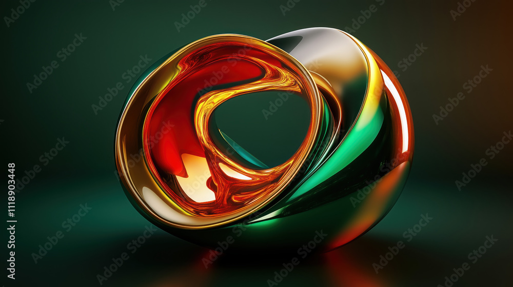Abstract 3D Flowing Liquid-Like Wave Textures in Emerald, Ruby, and Gold Gradient Abstract 3D Flowing Liquid-Like Wave Textures in Emerald, Ruby, and Gold Gradient