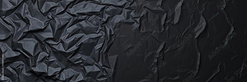 Wrinkled plastic wrap texture on a black background with subtle sheen and slight creases, distressed plastic, rough finish Wrinkled plastic wrap texture on a black background with subtle sheen and slight creases, distressed plastic, rough finish