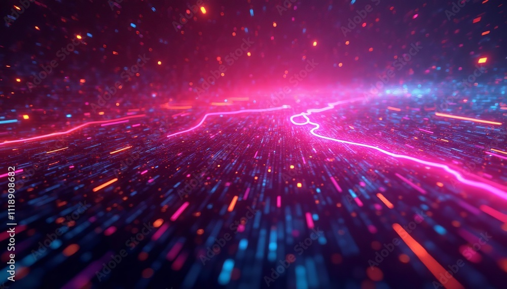 A vibrant glitch abstract background featuring distorted digital lines, pixelated patterns, and vivid neon colors blending seamlessly in a futuristic aesthetic A vibrant glitch abstract background featuring distorted digital lines, pixelated patterns, and vivid neon colors blending seamlessly in a futuristic aesthetic