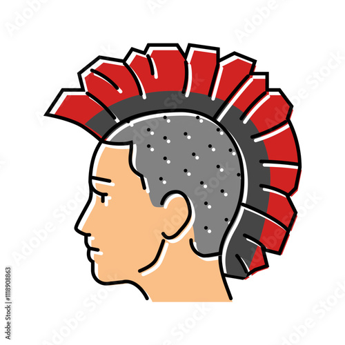 mohawk hairstyle subculture style color icon vector. mohawk hairstyle subculture style sign. isolated symbol illustration