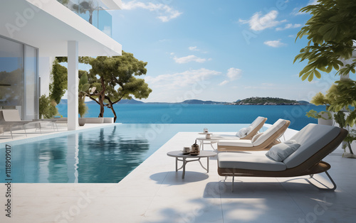 Sunny Terrace with Pool and Resort View
