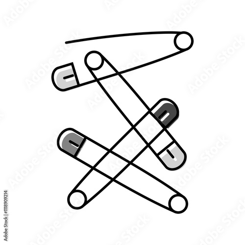 safety pins subculture style punk color icon vector. safety pins subculture style punk sign. isolated symbol illustration