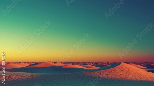 A desert landscape at twilight, with the sky transitioning from gold to deep blue