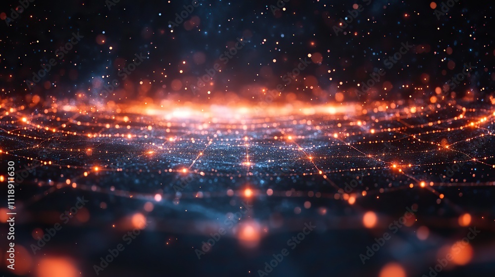 Fototapeta premium A seamless grid pattern with lines and dots against a dark background