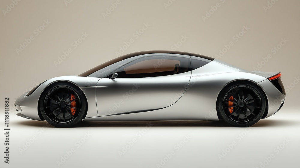 A side view of a silver car positioned against a white backdrop A side view of a silver car positioned against a white backdrop