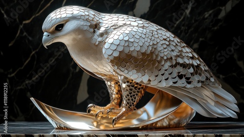 Magnificent Golden Falcon Sculpture: A Masterpiece of Art photo