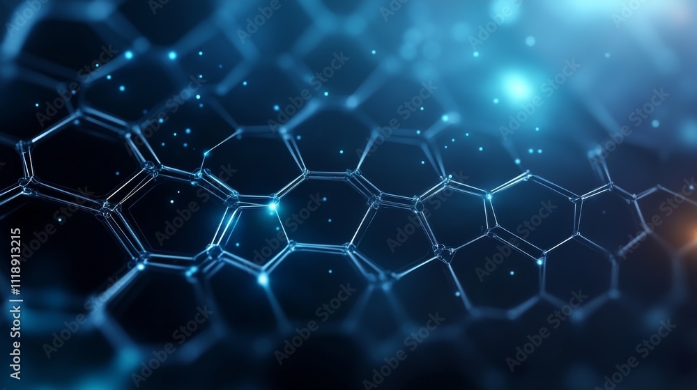 Abstract Hexagonal Geometric Structure with Blue Background Glow Abstract Hexagonal Geometric Structure with Blue Background Glow