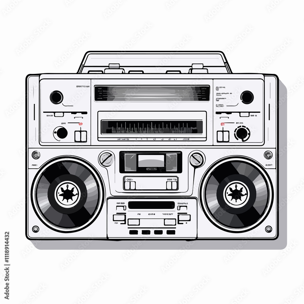 Professional Tape Recorder Outline Vector Illustration for Isolated Objects Professional Tape Recorder Outline Vector Illustration for Isolated Objects