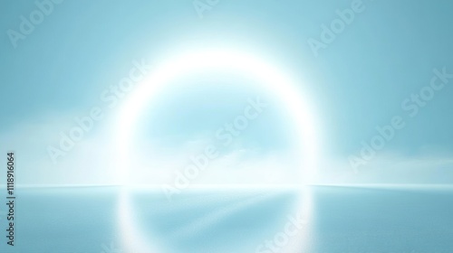 Abstract Minimalistic Background with Circular Neon Glow in Soft Blue for Product Display