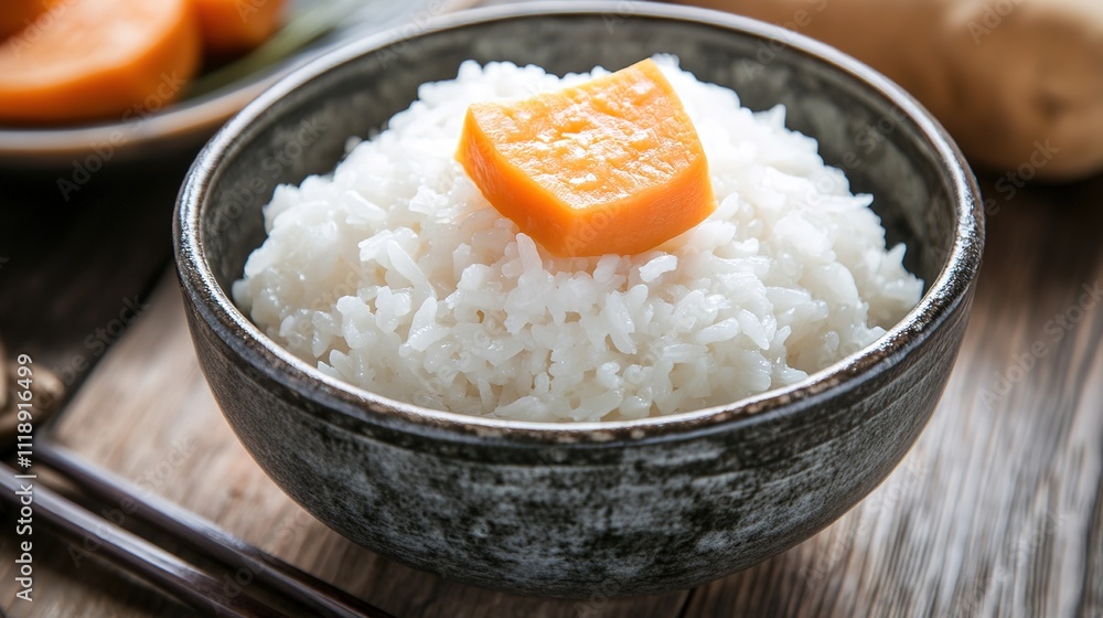 Paddy Rice and Sweet Potatoes: Natural Image Showcasing Healthy Harvest of Golden Rice and Fresh, Earthy Sweet Potatoes. Paddy Rice and Sweet Potatoes: Natural Image Showcasing Healthy Harvest of Golden Rice and Fresh, Earthy Sweet Potatoes.