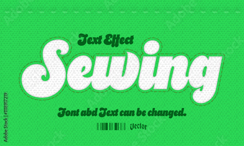 cut out sewing embellishment text effect. editable vector file.