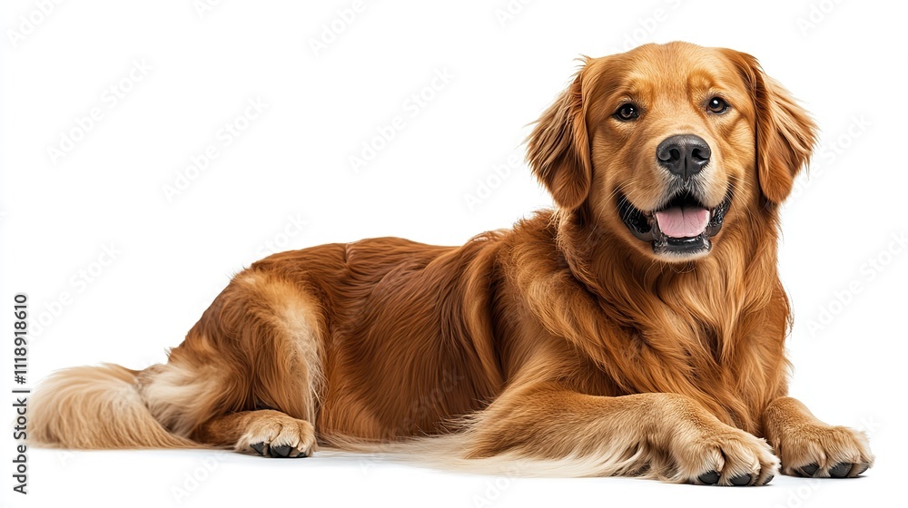 A transparent background featuring a golden retriever dog, captured in high detail A transparent background featuring a golden retriever dog, captured in high detail