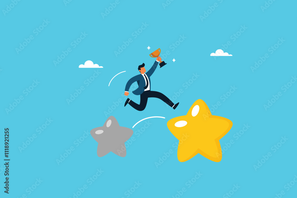Fototapeta premium From Legacy to Brilliance, A Businessman's Leap to a Starry New Vision