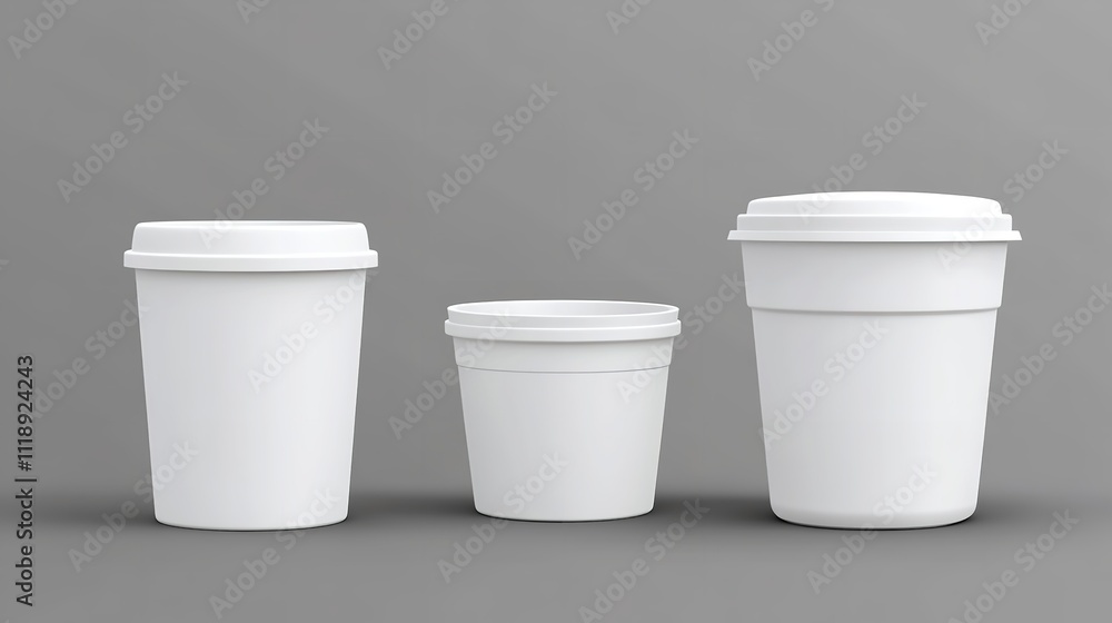 White Blank Plastic Bucket with Lid Vector Mockup. White Blank Plastic Bucket with Lid Vector Mockup.