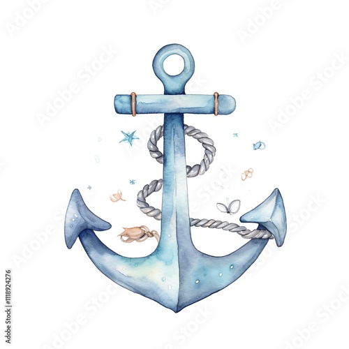 Anchor with Rope and Sea Life photo