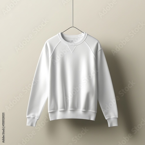 Simple Plain White Sweatshirt Mockup On Hanger