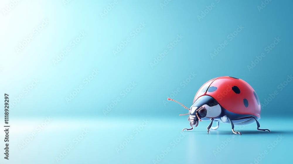 Obraz premium Colorful Ladybug on Simple Background with Empty Scene
