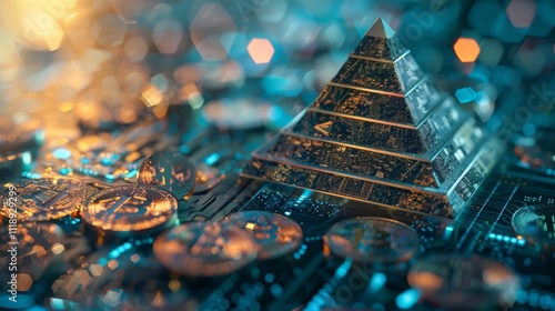 Each ascending step of this pyramid represents a different form of digital currency forming a strong foundation for its longlasting structure.