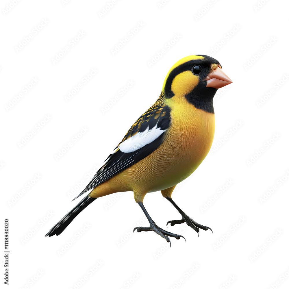Naklejka premium Vibrant Yellow-Rumped Bird Isolated on White Background