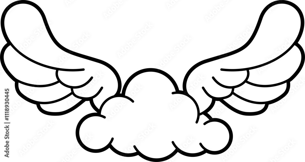 Naklejka premium Fantasy whimsical clouds coloring outline vector