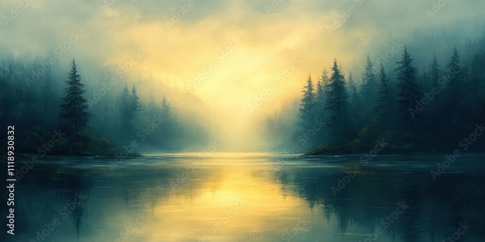 Impressionist Landscape Painting in Soft Pastel Colors with Blue Sky Warm Yellow Hues and Soft Misty Background Impressionist Landscape Painting in Soft Pastel Colors with Blue Sky Warm Yellow Hues and Soft Misty Background
