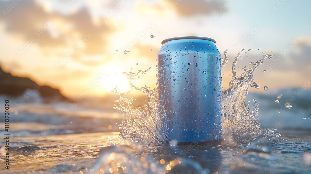 Refreshing Drink Can at Sunset Beach: A Summer Escape Refreshing Drink Can at Sunset Beach: A Summer Escape